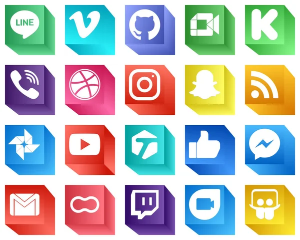 Social Media Icons Presentations Icons Pack Rss Funding Meta Dribbble — Stok Vektör