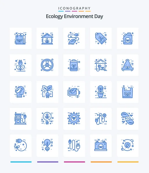 Creative Ecology Blue Icon Pack Tag Эко Лейбл Власть Eco — стоковый вектор