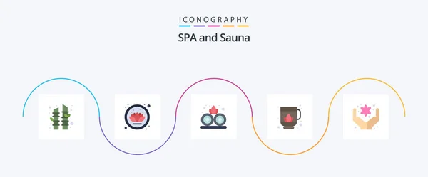 Sauna Flat Icon Pack Including Lotus — Stock Vector