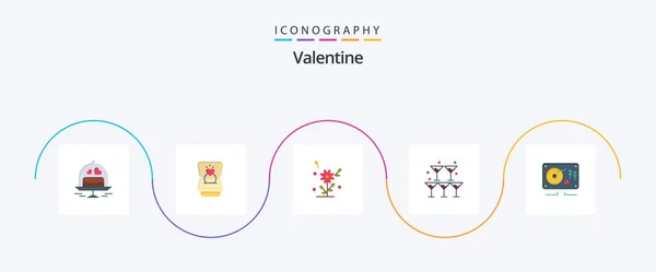 Valentine Flat Icon Pack Including Love Love Ring Day Valentine — Stockový vektor