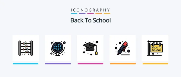 Back School Line Filled Icon Pack Including Baby School School — Stock Vector