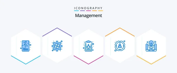 Management Blue Icon Pack Including Strategic Network Plugin Management Organization — Διανυσματικό Αρχείο