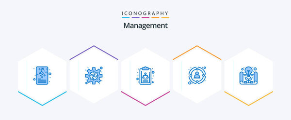 Management 25 Blue icon pack including strategic. network. plugin. management. organization chart