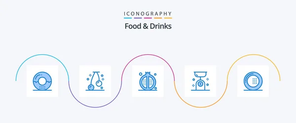 Food Drinks Blue Icon Pack Including Kitchen Balance Food Balance — Stockový vektor