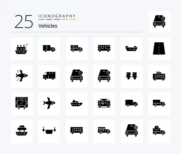 Vehicles Solid Glyph Icon Pack Including Creative Bridge Bus Speed — Vector de stock