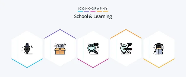 School Learning Filledline Icon Pack Including Education Find Bookmark Graduate — Vector de stock