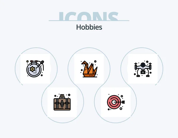 Hobbies Line Filled Icon Pack Icon Design Design Hobbies Craft — Stok Vektör