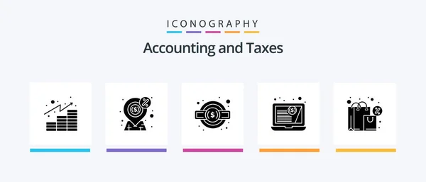 Taxes Glyph Icon Pack Including Exclamation Financial Statement Present Finances — Archivo Imágenes Vectoriales