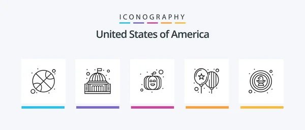 Usa Line Icon Pack Including Celebration American American States American — Stok Vektör