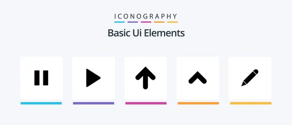 Basic Elements Glyph Icon Pack Including Study Sign Arrow Arrow — Wektor stockowy