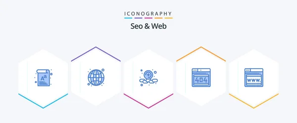 Seo Web Blue Icon Pack Including Webpage Seo Add Error — Image vectorielle