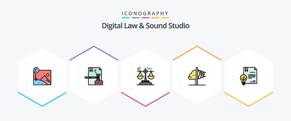 Digital Law Sound Studio Filledline Icon Pack Including Insight Idea — Stockvector