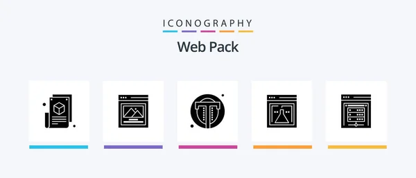 Web Pack Glyph Icon Pack Включая Компьютерный Сервер Исследование Интерфейс — стоковый вектор