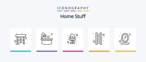 Home Stuff Line Icon Pack Including Extension Sitting Bowl Seat — Διανυσματικό Αρχείο