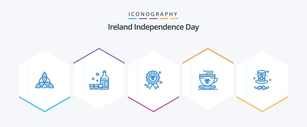 Ireland Independence Day Blue Icon Pack Including Cap Madel Hat — Stockový vektor