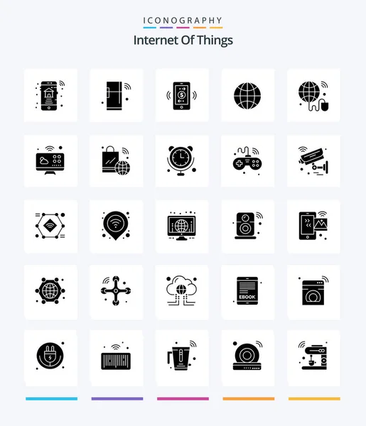 Creative Internet Things Glyph Solid Black Icon Pack Internet Things — Stock vektor