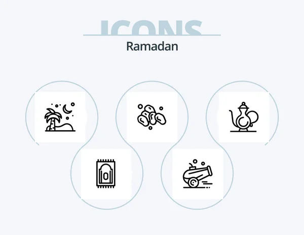 Ramadan Line Icon Pack Icon Design Muslim Islam Book Crescent — Stockvektor