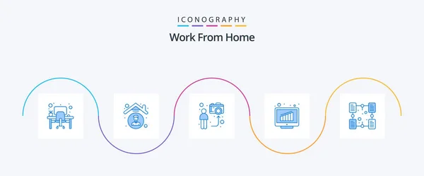 Work Home Blue Icon Pack Including Report Граф Работник Социальной — стоковый вектор