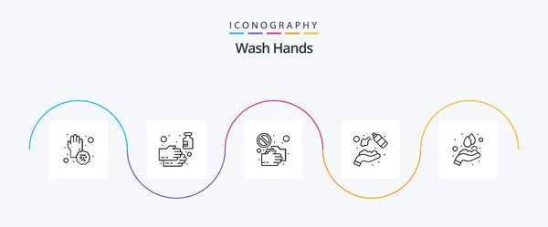 Wash Hands Line Icon Pack Including Clean Touch Wash Shake — Vetor de Stock