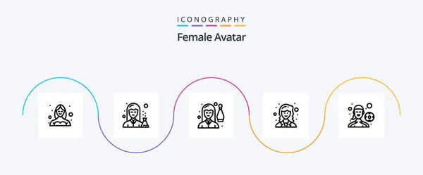 Female Avatar Line Icon Pack Including Researcher Academic Pharmacy Person — Wektor stockowy