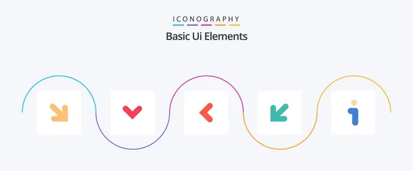 Basic Elements Flat Icon Pack Including Information Back Left — Διανυσματικό Αρχείο