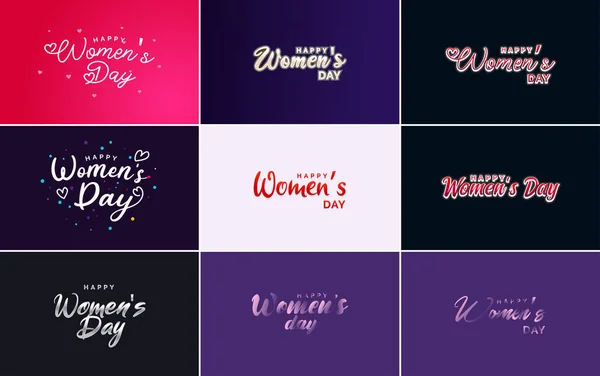Set Happy Woman Day Handwritten Lettering Modern Calligraphy Collection Suitable — Stock vektor