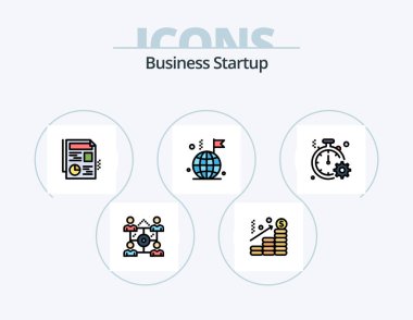 Business Startup Line Filled Icon Pack 5 Icon Design. dollar . man . business. pieces