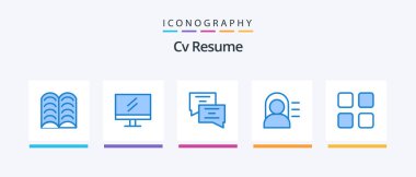 Cv Resume Blue 5 Icon Pack Including . math. message. education. calc. Creative Icons Design