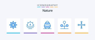 Nature Blue 5 Icon Pack Including snow. nature. weather. garden. spring. Creative Icons Design