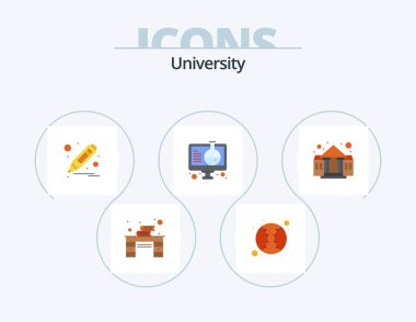 University Flat Icon Pack 5 Icon Design. college. science. highlighter. online. experiment