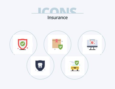 Insurance Flat Icon Pack 5 Icon Design. screen. computer. insurance. box. protection