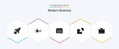 Modern Business 25 Glyph icon pack including planning. date. graphs. business. trends