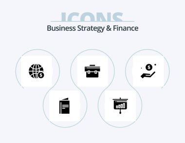 Business Strategy And Finance Glyph Icon Pack 5 Icon Design. . money . sales . dollar . world