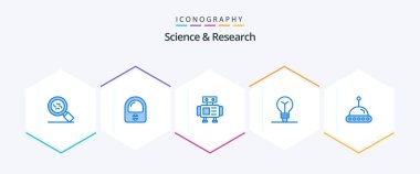 Science 25 Blue icon pack including . . toy. ufo. science