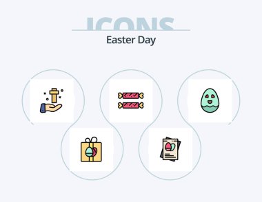 Easter Line Filled Icon Pack 5 Icon Design. bynny. easter. holiday. candy. rabbit