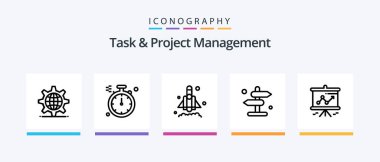 Task And Project Management Line 5 Icon Pack Including business. files. table. file. account. Creative Icons Design