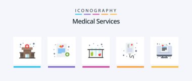 Medical Services Flat 5 Icon Pack Including medical. health. lab. medical. infusion. Creative Icons Design