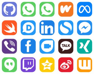20 Versatile Social Media Icons such as facebook. rakuten. linkedin. viber and facebook icons. Modern Gradient Icon Set
