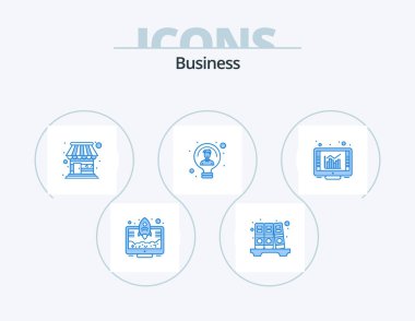 Business Blue Icon Pack 5 Icon Design. graph. user. shop. person. idea
