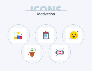 Motivation Flat Icon Pack 5 Icon Design. emoticons. adoration. position. list. checklist