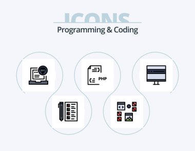 Programming And Coding Line Filled Icon Pack 5 Icon Design. develop. app. document. page. develop