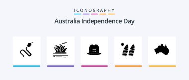 Australia Independence Day Glyph 5 Icon Pack Including country. sports. sydney. water. surf. Creative Icons Design
