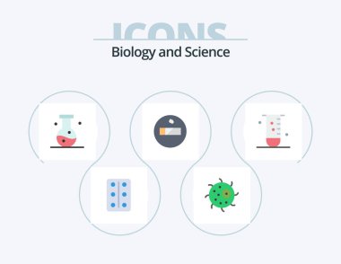 Biology Flat Icon Pack 5 Icon Design. laboratory. glassware. chemistry. biology. nonsmoking
