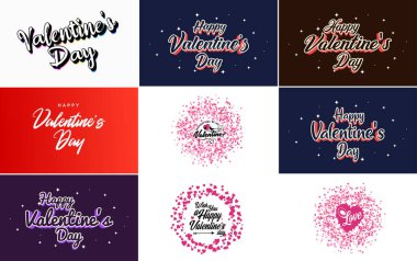 Happy Valentine's Day typography poster with handwritten calligraphy text. isolated on white background vector illustration