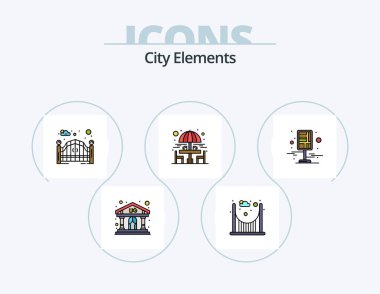 City Elements Line Filled Icon Pack 5 Icon Design. . train. hospital. rail. park