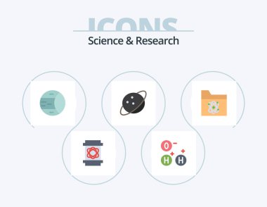 Science Flat Icon Pack 5 Icon Design. space. folder. science. atom. saturn