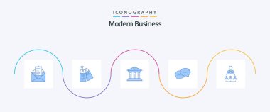 Modern Business Blue 5 Icon Pack Including conversation. chat. sale. building