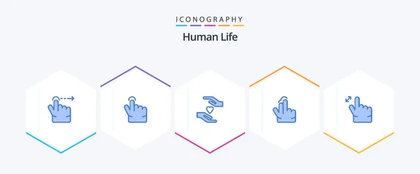 Human Blue Icon Pack Including Zoom Love Hand Touch — Διανυσματικό Αρχείο