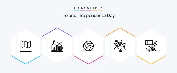 Ireland Independence Day Line Icon Pack Including Horn Irish Ireland — Stockvektor