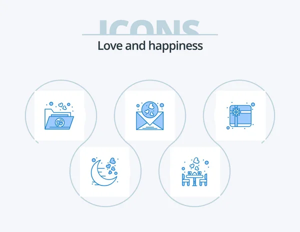 Love Blue Icon Pack Icon Design Box Mail Food Love — 图库矢量图片